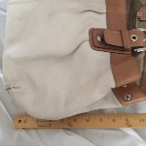 Coach Large Off White Satchel Tote Purse Bag - Picture 3 of 10